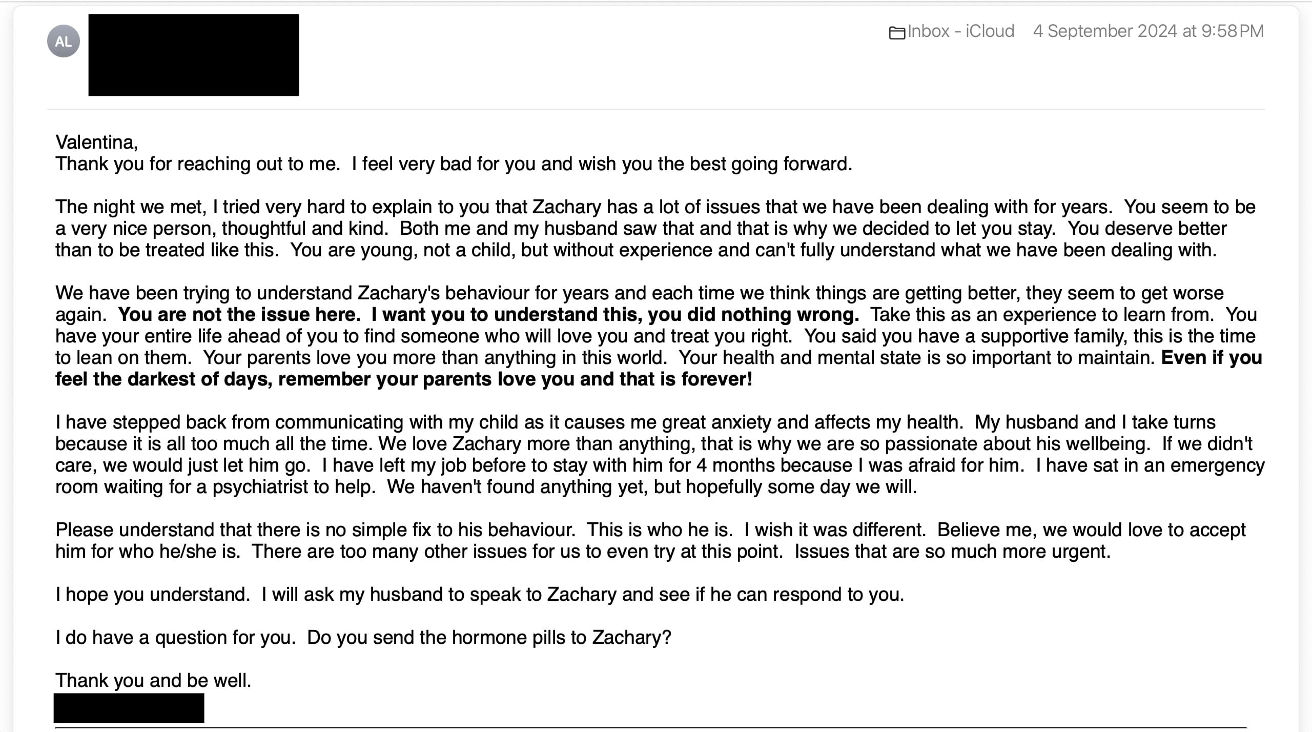 Roza's mother faults Roza instead of Valentina