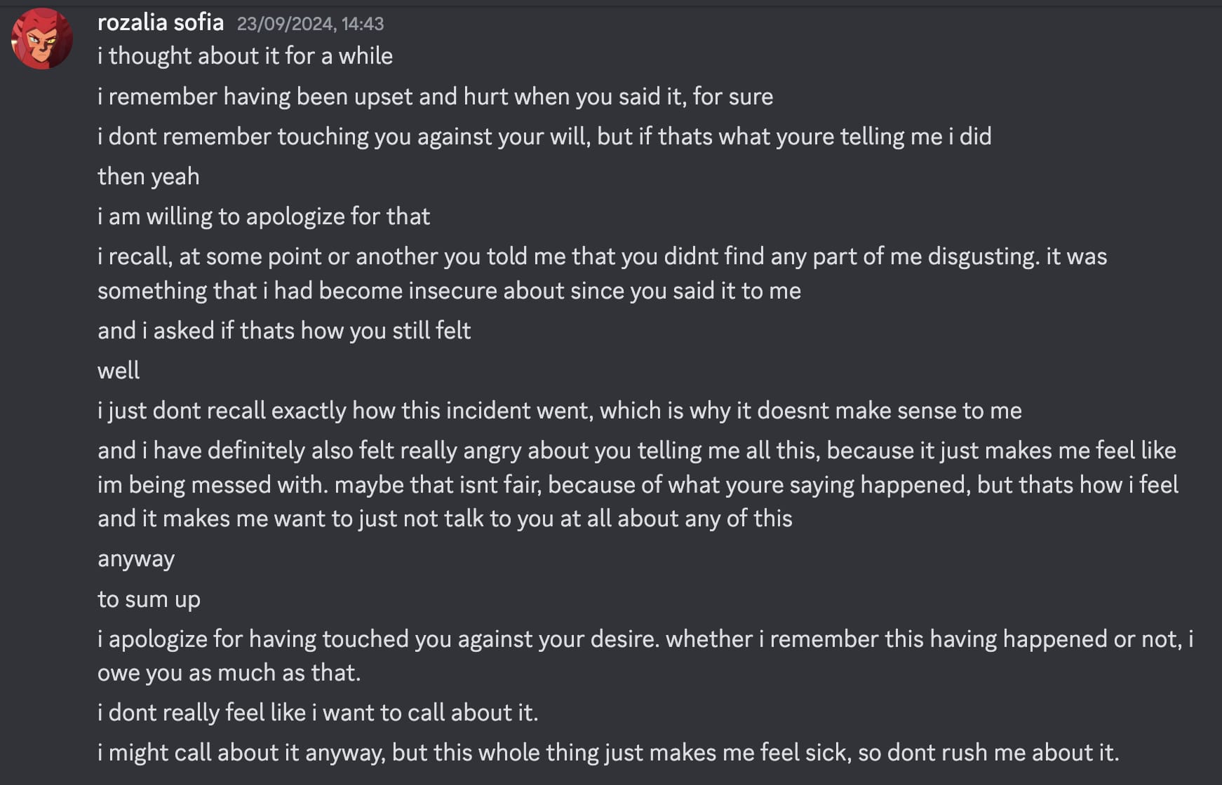 Roza rambles in response to assault description